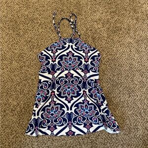 Blue/White/Pink Swim Top